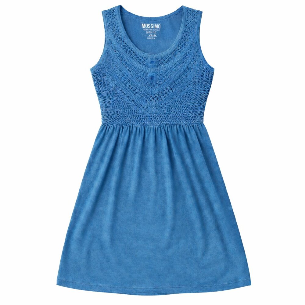 Mossimo Supply Co Blue Sleeveless Fit & Flare Dress XS Crochet Bodice - Picture 2 of 5